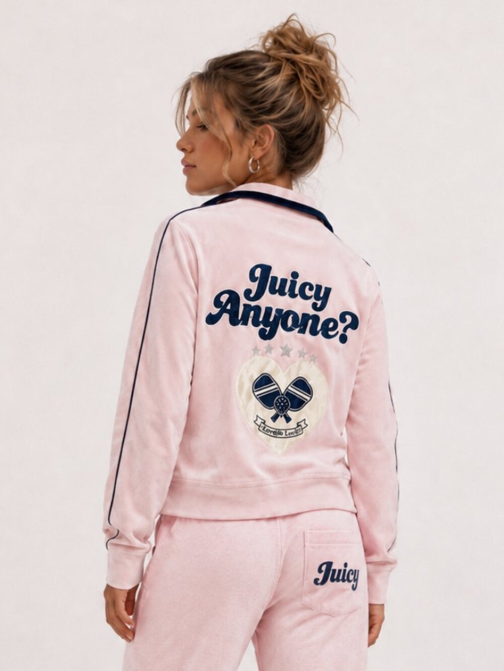 Juicy Couture Pink Velour Tennis Track Jacket Juicy Anyone XL NWT